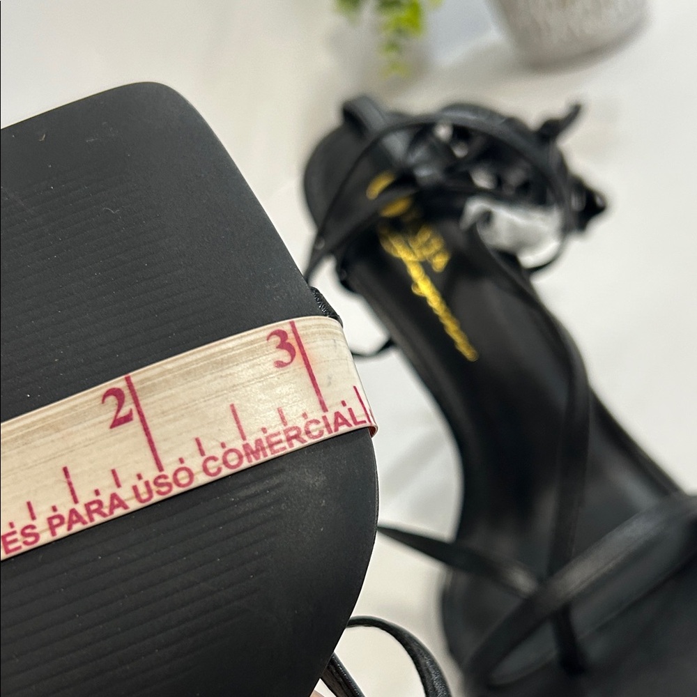 Valia Sophisticated Black Strappy Heels - Picture 9 of 11